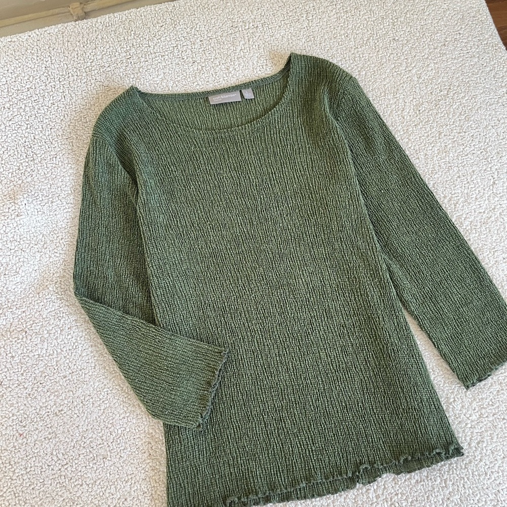 Croft &โ Barrow Fall Grunge Olive gorpcore spring chunky Textured blouse L